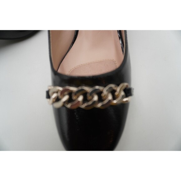 Jones New York Black Korsa Block Heel Pumps Chain Accent Round Toe Office Size 7 - Picture 6 of 10